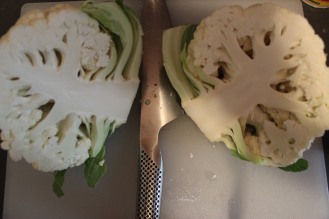 Halved cauliflower